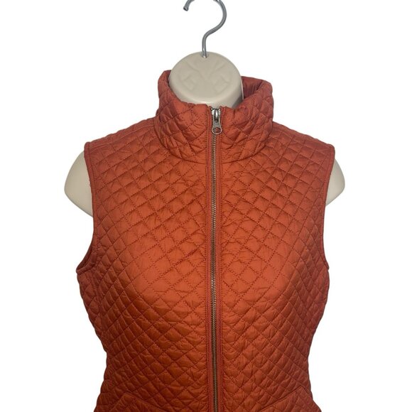 CREMIEUX Women's Size Small Dark Orange Quilted Zip Up Vest - Picture 4 of 12